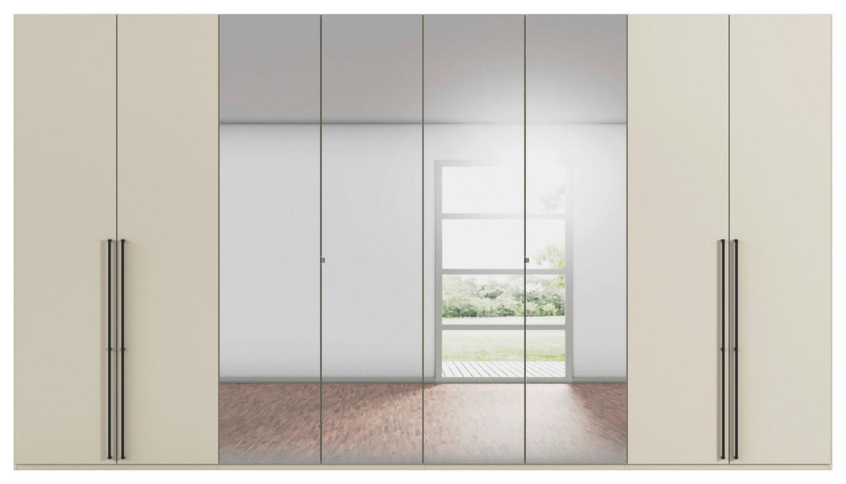 DREHTÜRENSCHRANK 400/235/61 cm,  in Champagner, 8-türig  - Chromfarben/Champagner, Basics, Glas/Holzwerkstoff (400/235/61cm) - Novel