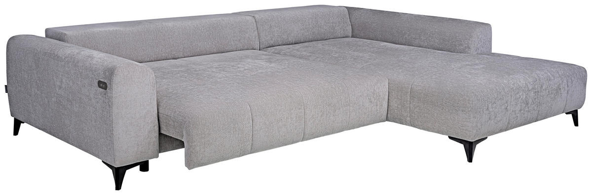 ECKSOFA Silberfarben Chenille  - Silberfarben/Schwarz, KONVENTIONELL, Kunststoff/Textil (279/222cm) - Hom`in