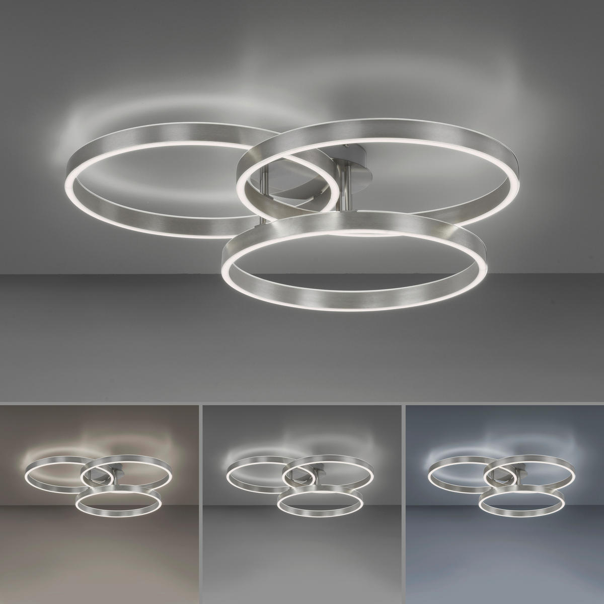LED-DECKENLEUCHTE Paan 75/71,1/15,1 cm   - Edelstahlfarben, Design, Kunststoff/Metall (75/71,1/15,1cm) - Paul Neuhaus