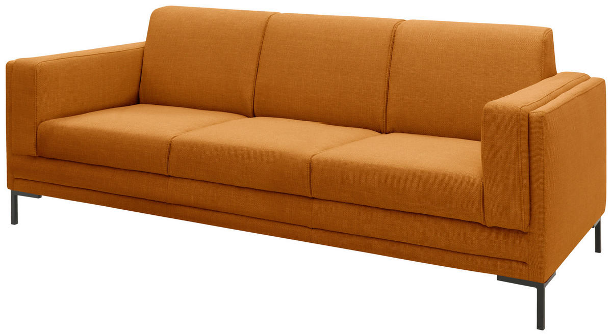 3-SITZER-SOFA in Webstoff Orange  - Silberfarben/Schwarz, Design, Textil/Metall (210/82/90cm) - LOOKS by W.Joop
