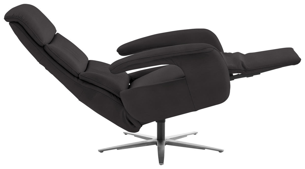 RELAXSESSEL in Leder Dunkelbraun  - Edelstahlfarben/Dunkelbraun, Design, Leder/Metall (76/119/86cm) - Dieter Knoll