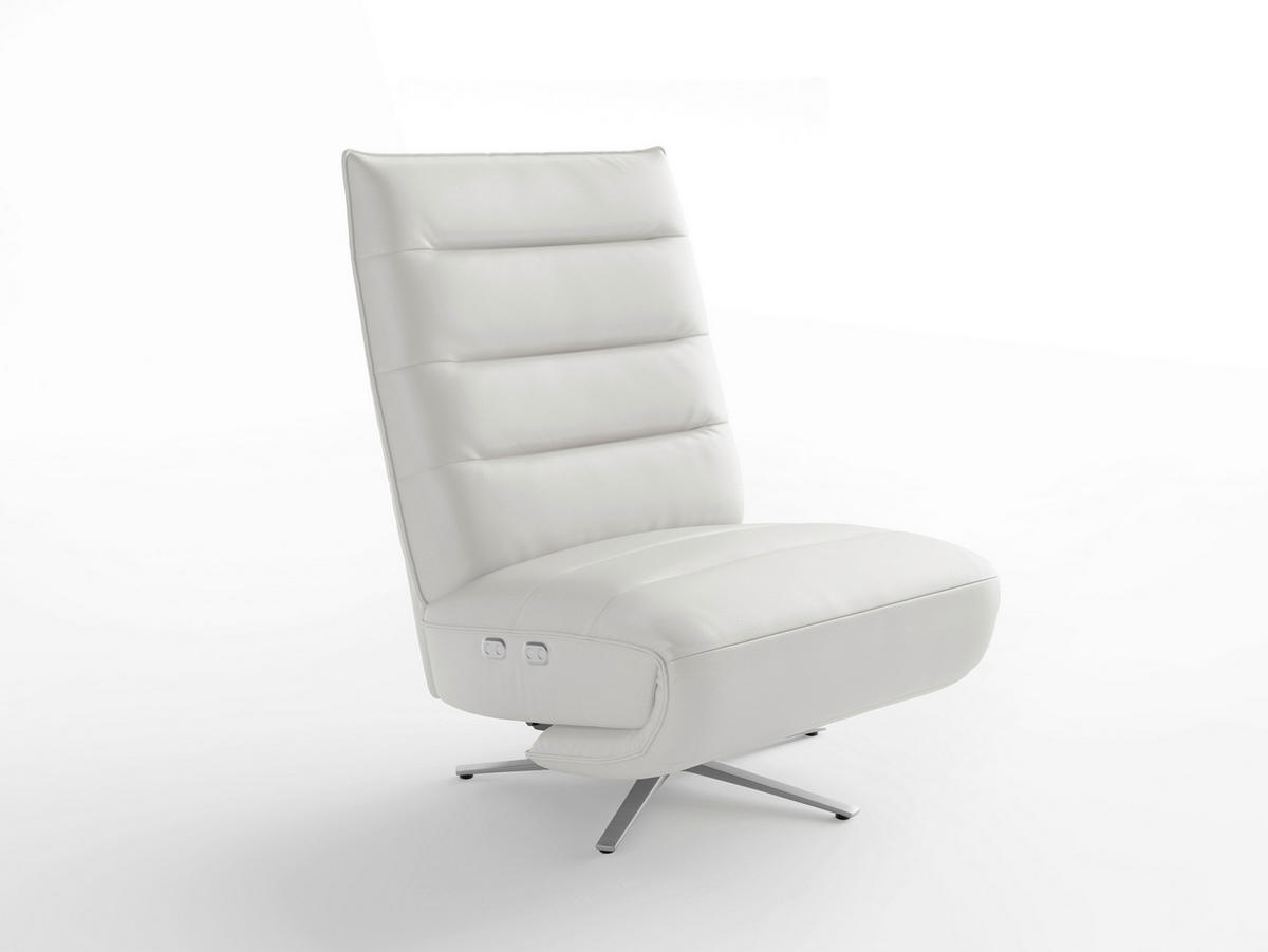 RELAXSESSEL Leder Weiss  - Weiss/Silberfarben, Basics, Leder/Metall (80/109/98cm) - Sit & More
