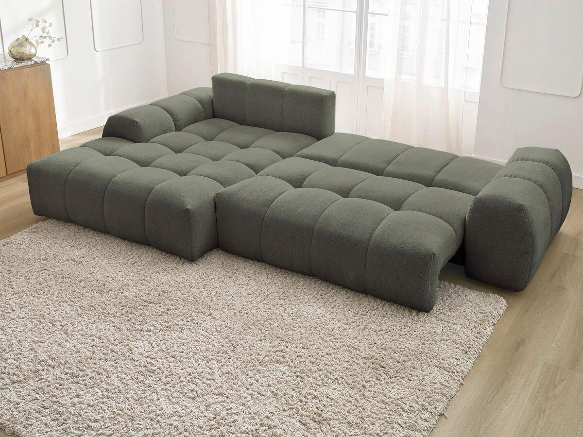 ECKSCHLAFSOFA EVEREST  mit Rücken echt, Armteil links, Armteil rechts Flachgewebe Grün  - Schwarz/Grün, MODERN, Kunststoff/Textil (180/318cm) - Livetastic
