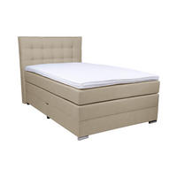BOXSPRINGBETT 140/200 cm,  in Beige, Matratze, Bettkasten, Topper, H4 = sehr fest  - Chromfarben/Beige, KONVENTIONELL, Kunststoff/Textil (140/200cm) - Boxxx