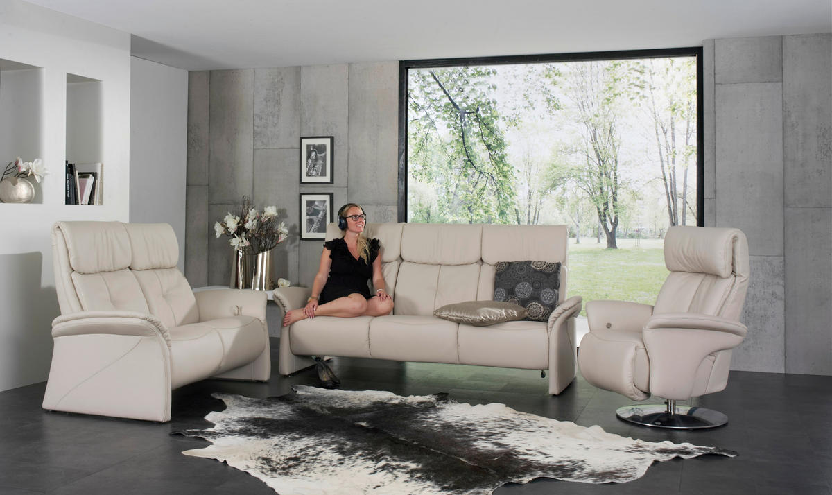 TRAPEZSOFA in Echtleder Creme  - Creme, KONVENTIONELL, Leder (208/107/103cm) - Himolla Komfortklass