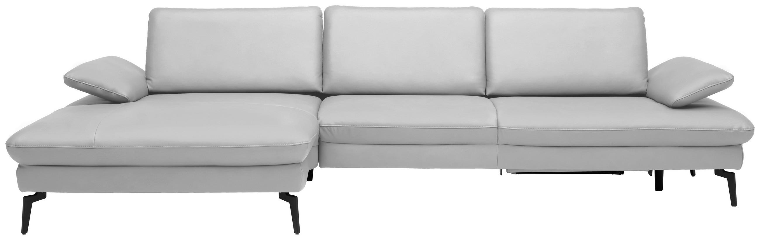 ECKSOFA in Echtleder Weiss  - Weiss/Schwarz, Design, Leder/Metall (157/325cm) - Dieter Knoll