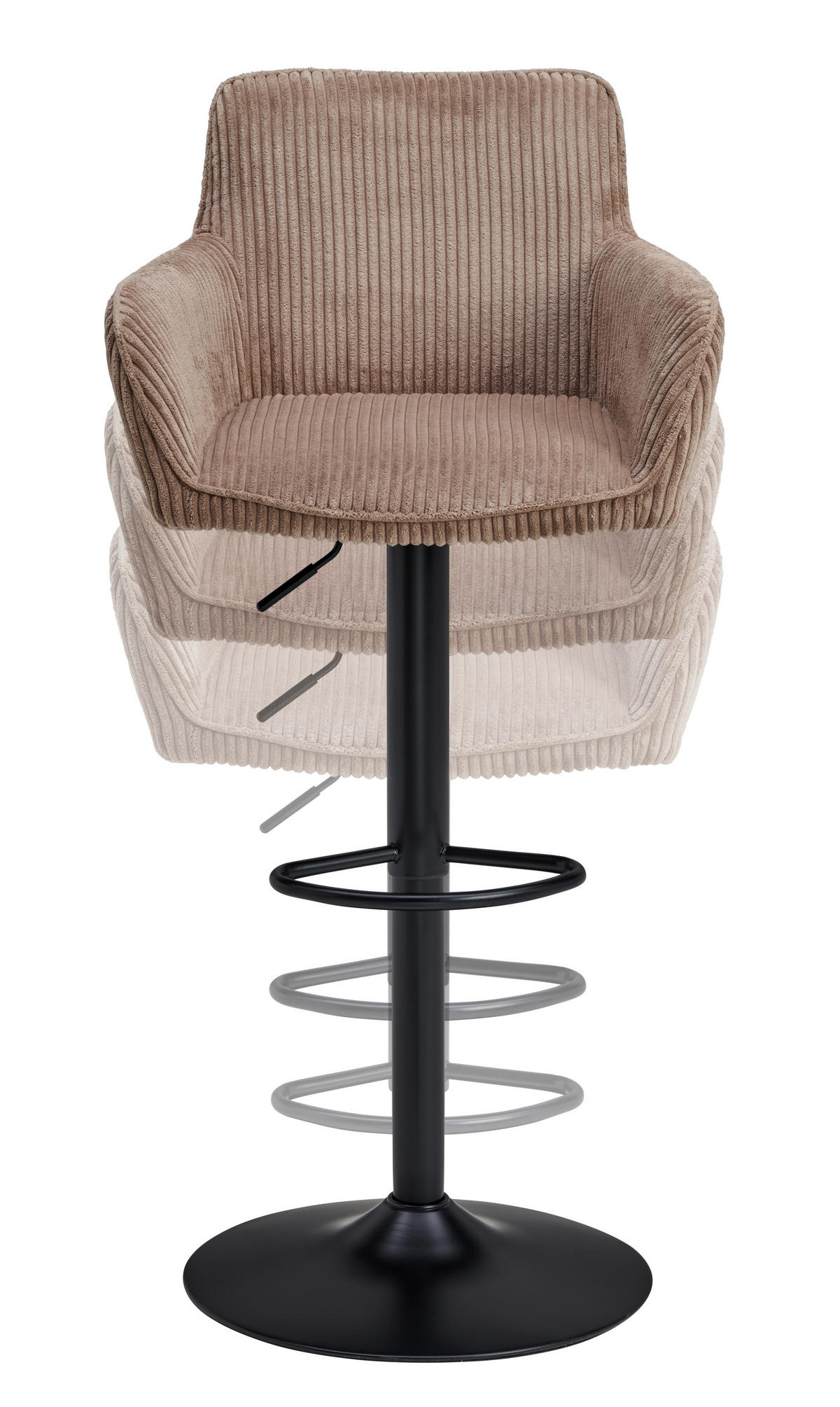 BARHOCKER in Schwarz, Hellbraun  - Hellbraun/Schwarz, MODERN, Textil/Metall (55/91.5-113/52cm) - Livetastic