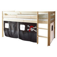 Spielbett "Malte", aus Kiefer, 90/200 cm  - Weiss/Schwarz, Natur, Holz (90/200cm) - MID.YOU