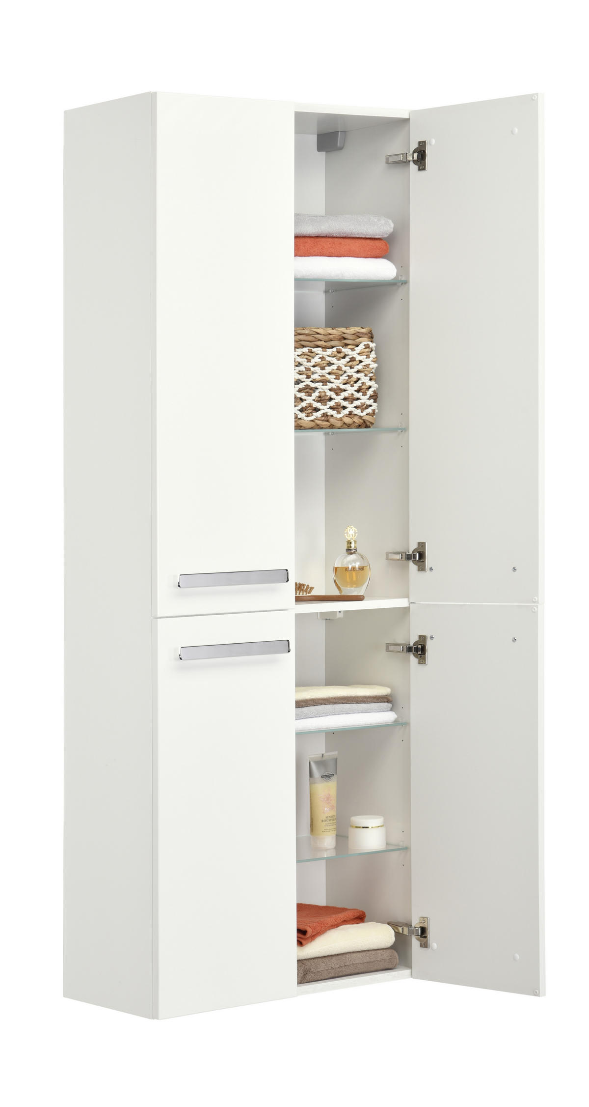 HOCHSCHRANK 60/168/33 cm  - Chromfarben/Weiß, KONVENTIONELL, Glas/Holzwerkstoff (60/168/33cm) - Sadena