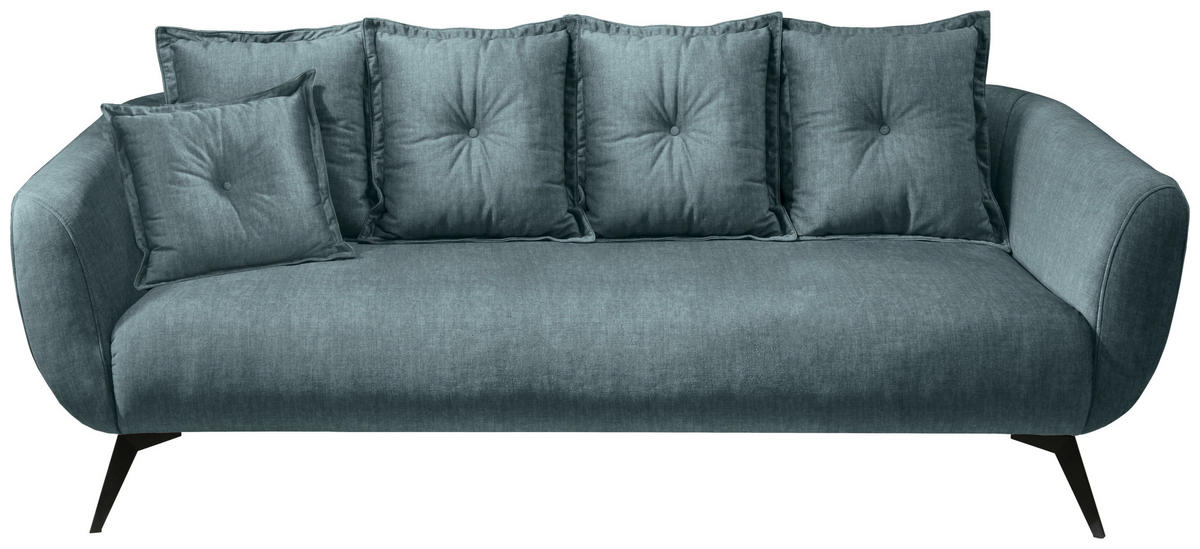 3-SITZER-SOFA  in Velours Blau  - Blau/Schwarz, MODERN, Holz/Textil (236/94/103cm) - Livetastic