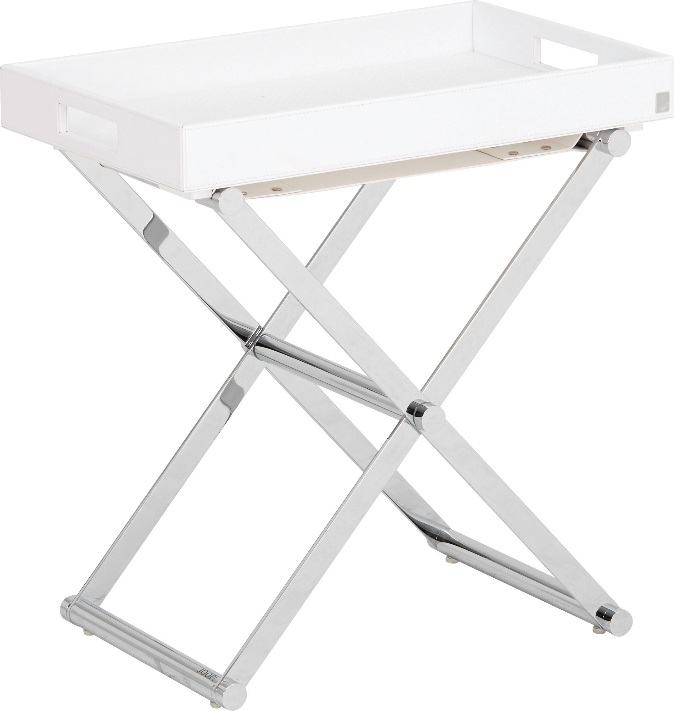 BEISTELLTISCH 52/32/50 cm Weiß, Chromfarben rechteckig  - Chromfarben/Weiß, Basics, Textil/Metall (52/32/50cm) - Joop!