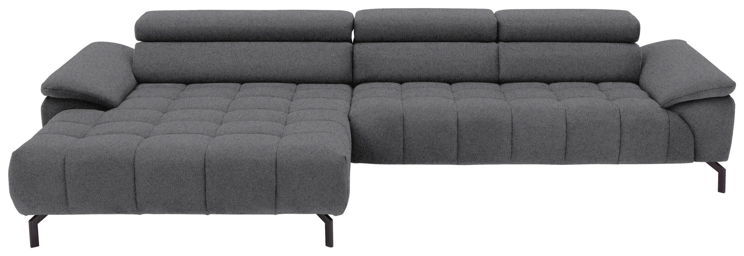 ECKSOFA in Webstoff Braun, Grau  - Schwarz/Braun, Design, Textil/Metall (190/329cm) - Beldomo Style