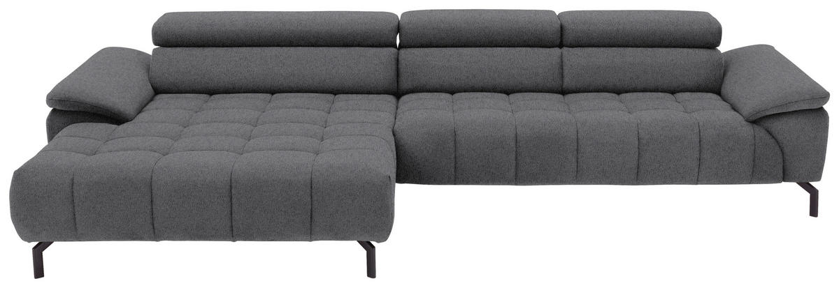 ECKSOFA in Webstoff Braun, Grau  - Schwarz/Braun, Design, Textil/Metall (190/329cm) - Beldomo Style