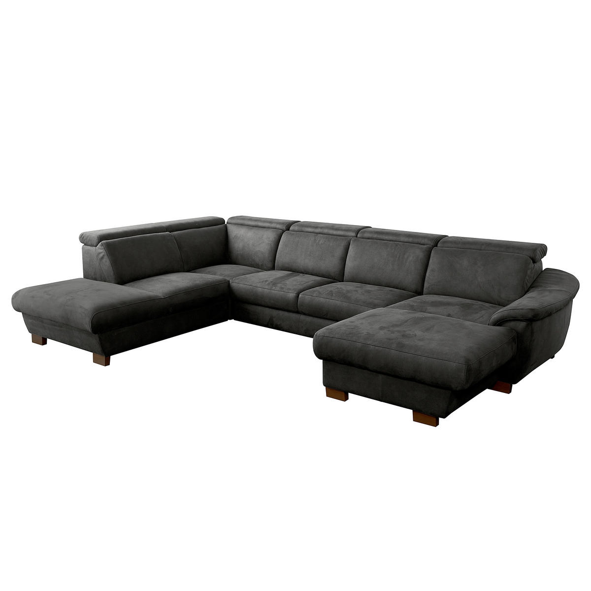 WOHNLANDSCHAFT TREND in Mikrofaser Anthrazit  - Wengefarben/Anthrazit, Design, Holz/Textil (273/347/238cm) - Livetastic