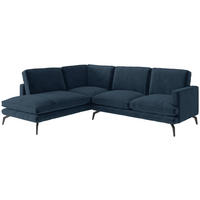 ECKSOFA Bali in Flachgewebe Dunkelblau  202/250 cm  - Schwarz/Dunkelblau, Design, Textil/Metall (202/250cm) - Livetastic