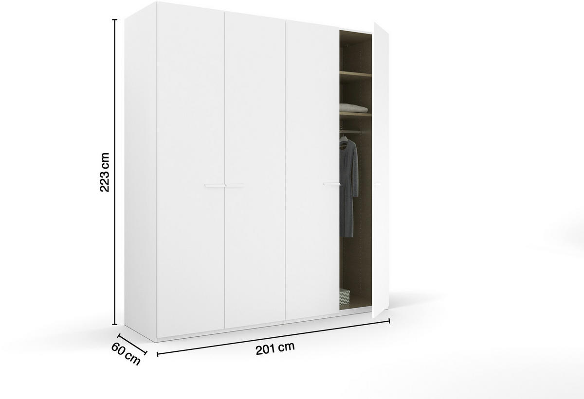 DREHTÜRENSCHRANK in Weiss  - Weiss, Trend, Glas/Holzwerkstoff (201/223/60cm) - Novel