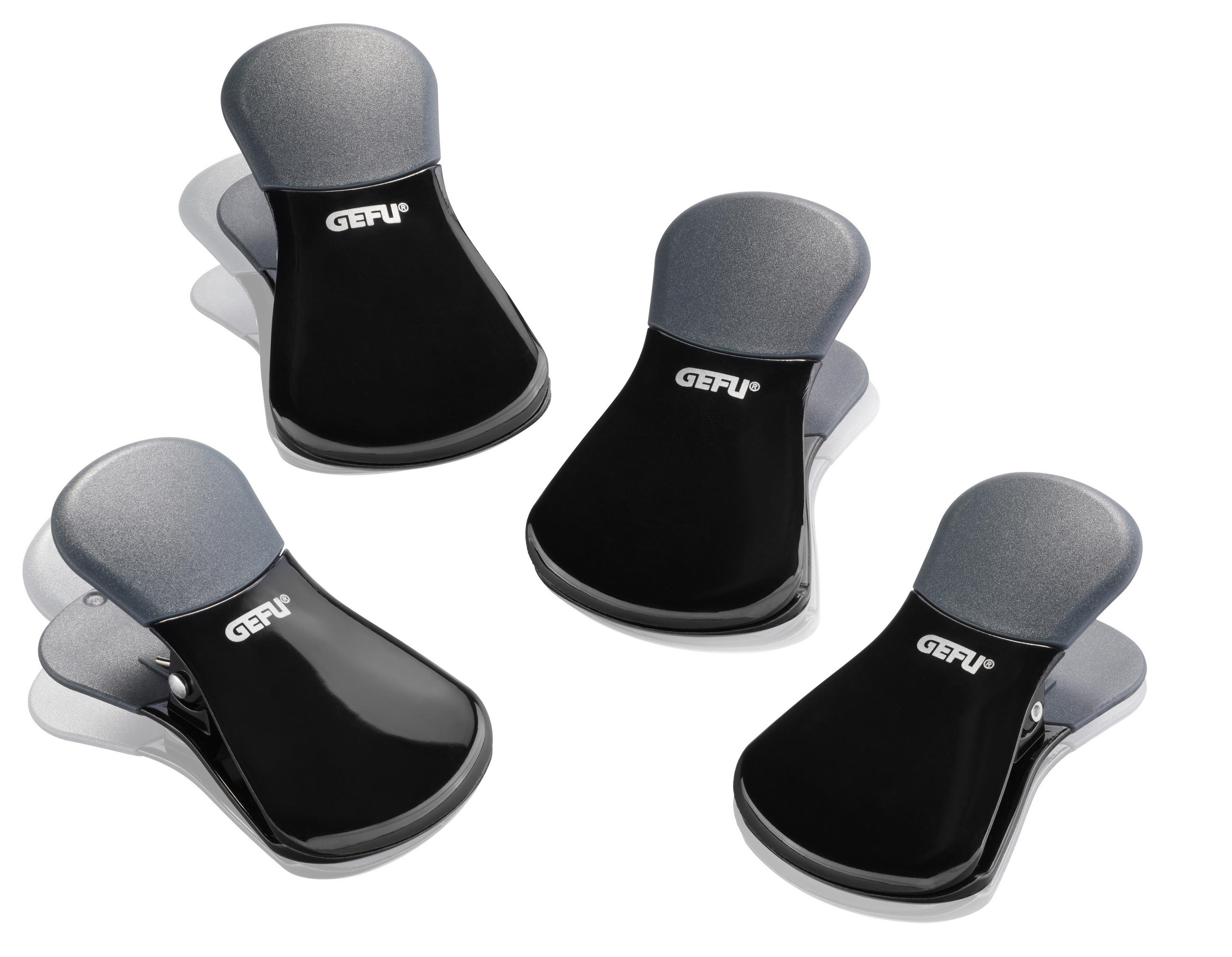 VERSCHLUSSCLIPS  - Schwarz/Grau, Basics, Kunststoff/Metall (7,4/4/3cm) - Gefu