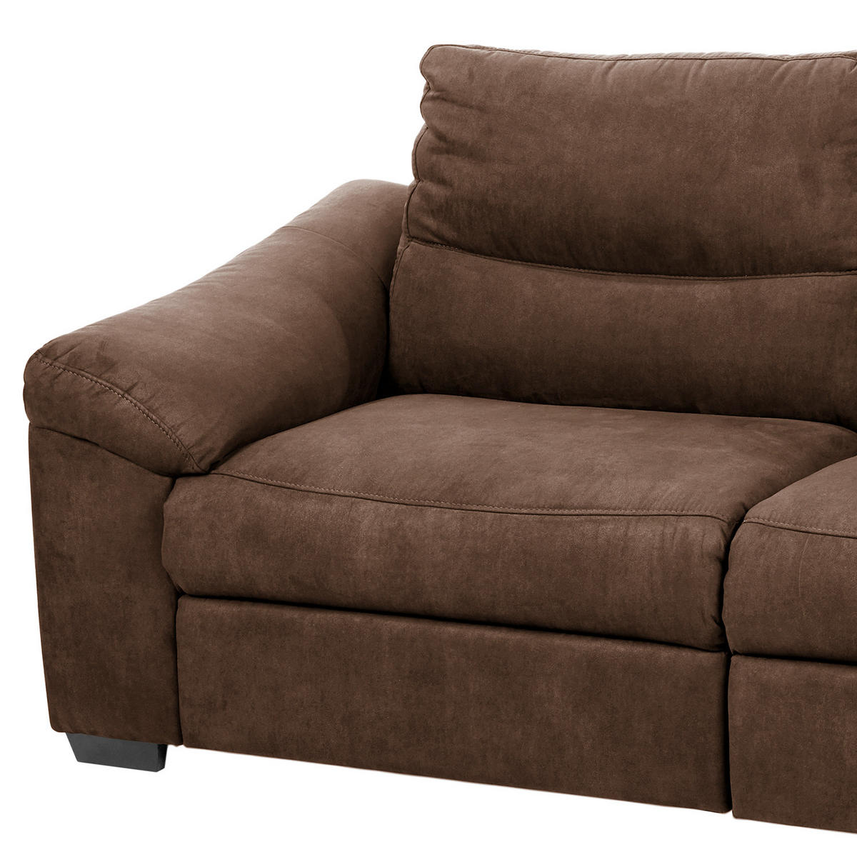 2,5-SITZER Flachgewebe Mokka  - Schwarz/Mokka, Design, Holz/Textil (214/97/97cm) - Livetastic