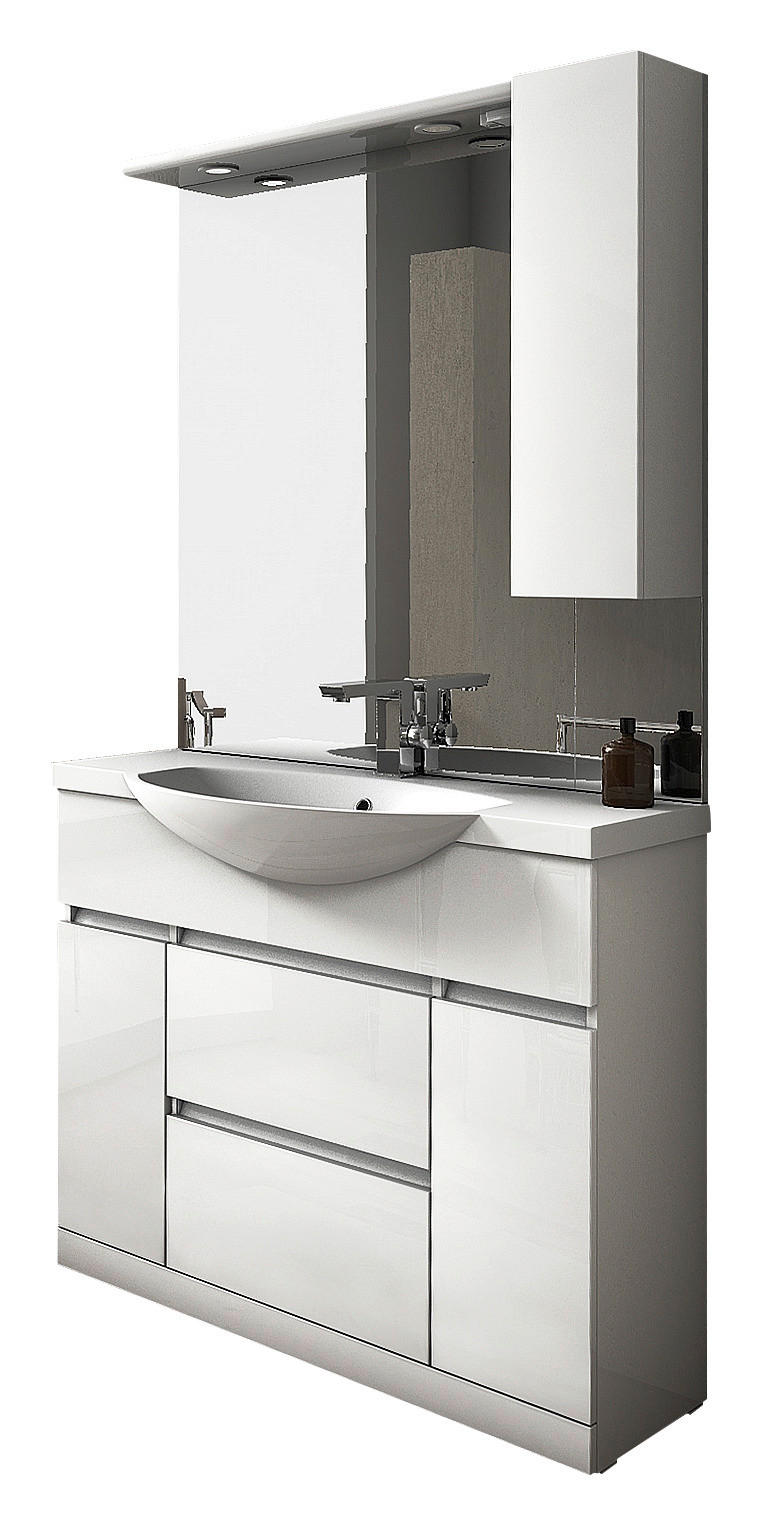 FÜRDŐSZOBABÚTOR - fehér, Basics, műanyag/faalapú anyag (100/190/50cm) - Welnova