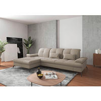 ECKSOFA in Flachgewebe Taupe  - Taupe/Schwarz, Konventionell, Textil/Metall (185/279cm) - Sit & More