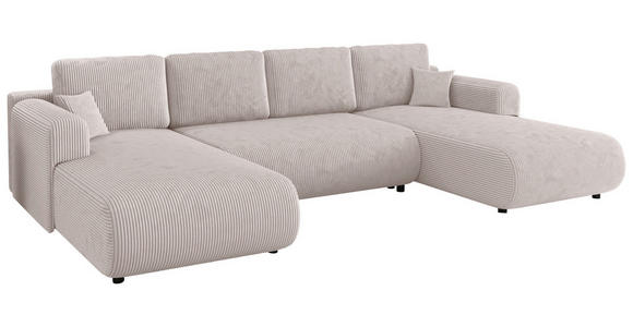 Wohnlandschaft inkl. Funktion Beige Cord  - Beige/Schwarz, KONVENTIONELL, Textil (200/360/200cm) - Xora