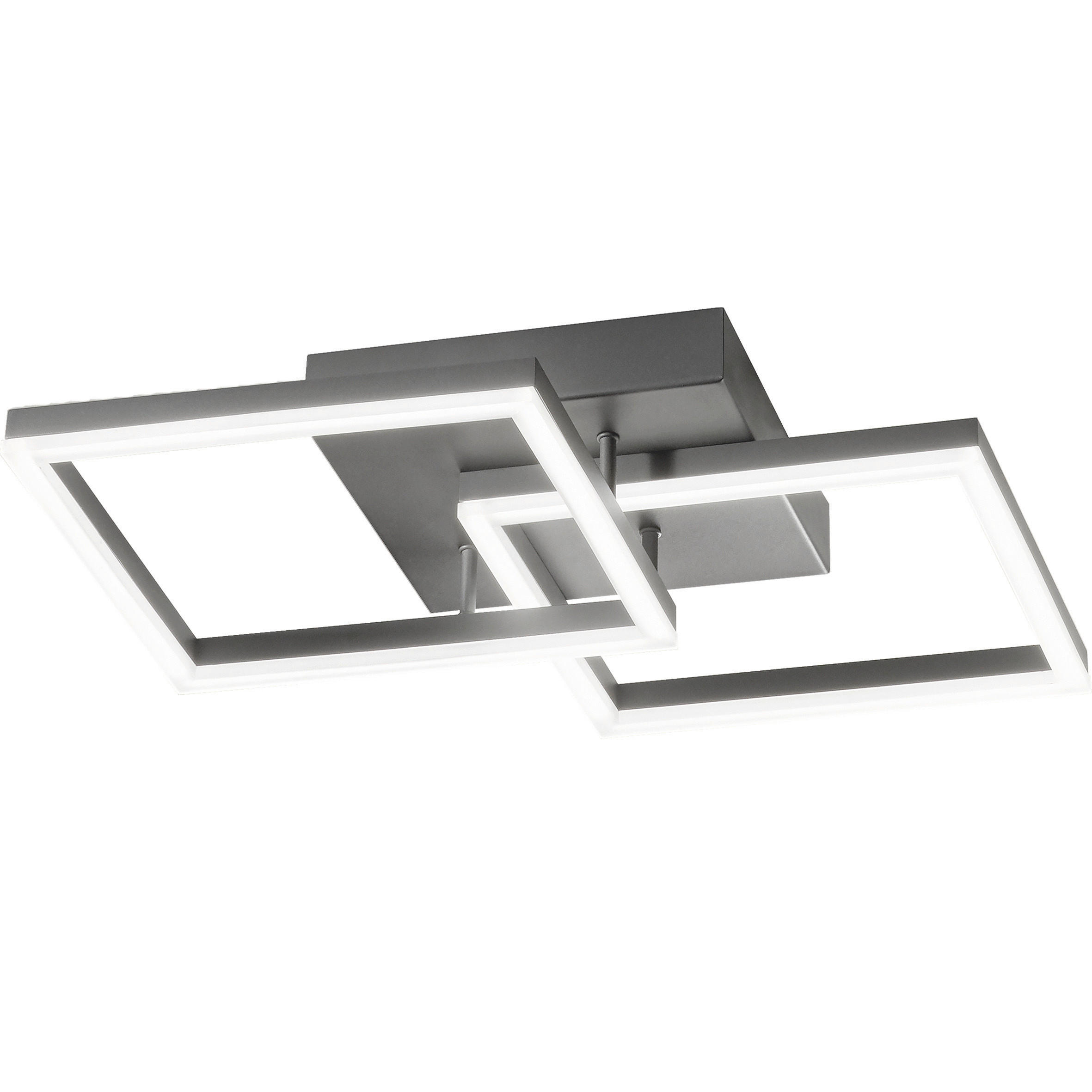 LED-DECKENLEUCHTE Bard 45/45/10 cm   - Anthrazit, Design, Kunststoff/Metall (45/45/10cm) - Fabas Luce