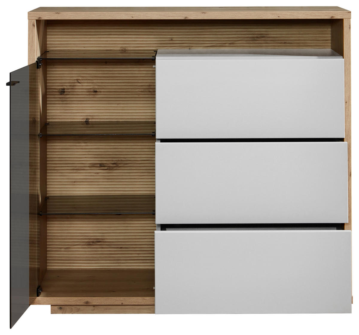 HIGHBOARD  in 120/113/42 cm  - Silberfarben/Eiche Artisan, Design, Glas/Holzwerkstoff (120/113/42cm) - Stylife