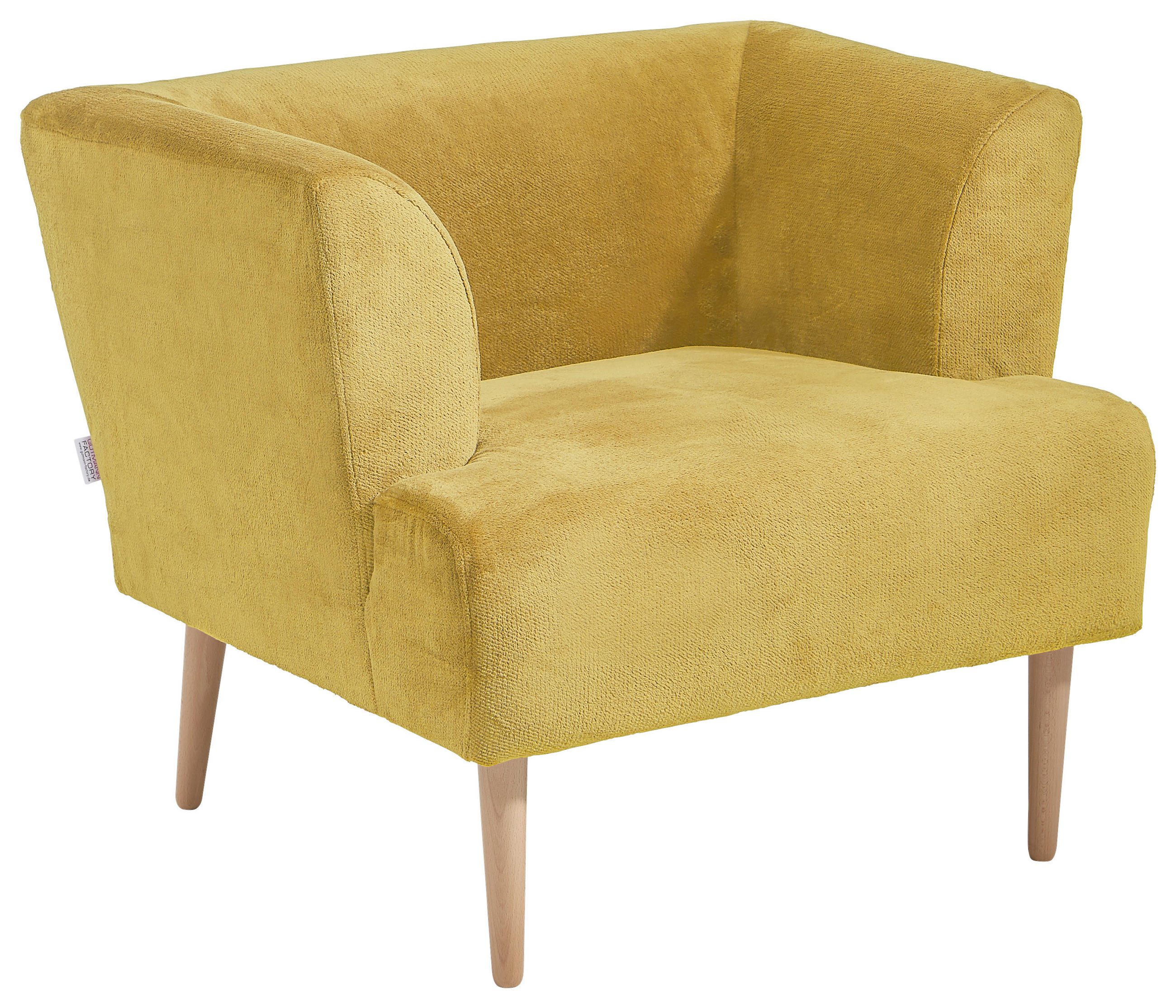 SESSEL in Plüsch Gelb  - Gelb/Buchefarben, Design, Holz/Textil (85/71/80cm) - Hom`in