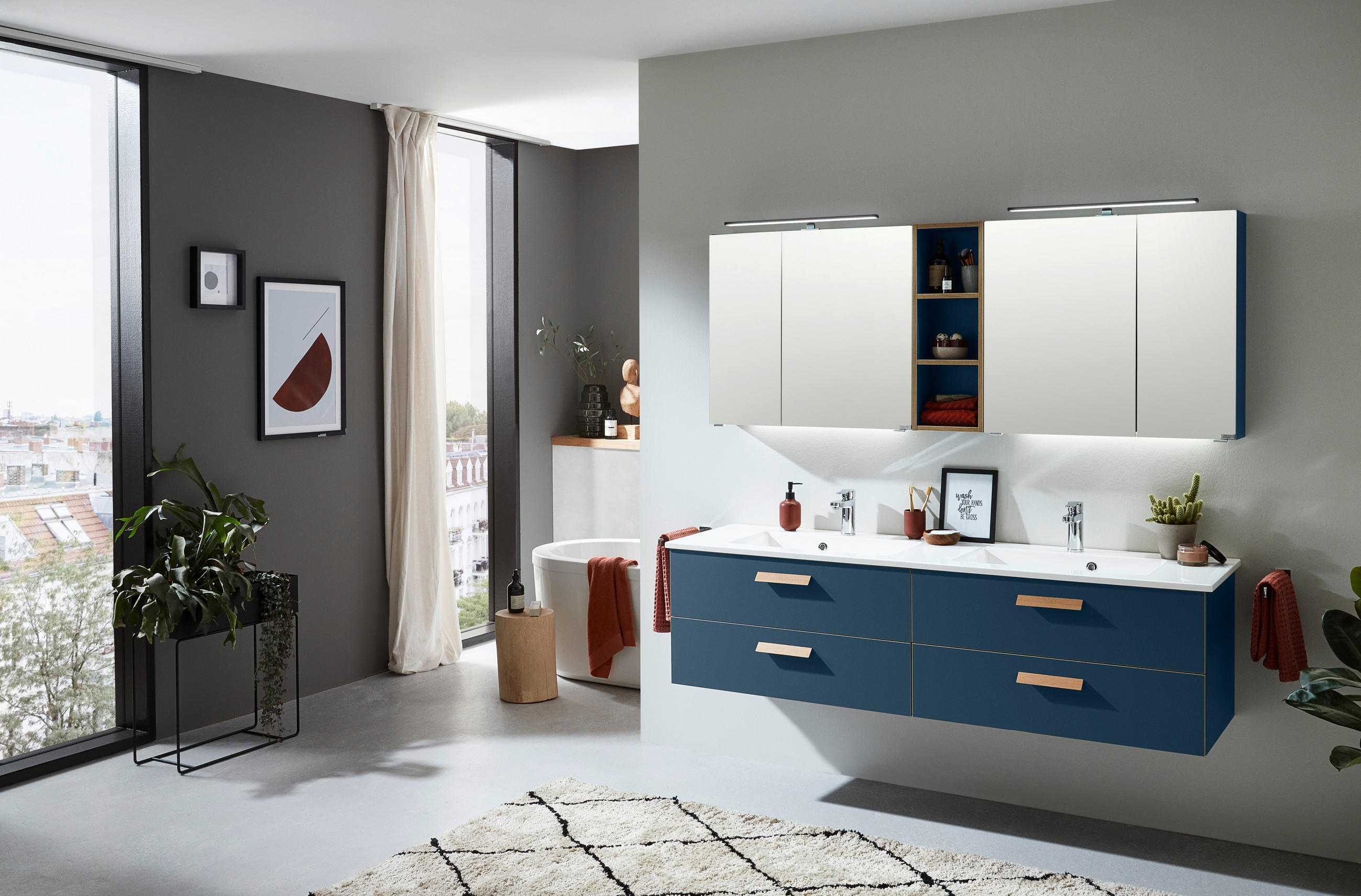 SPIEGELSCHRANK 185/70,3/17,3 cm  - Chromfarben/Blaugrau, KONVENTIONELL, Glas/Holzwerkstoff (185/70,3/17,3cm) - Dieter Knoll