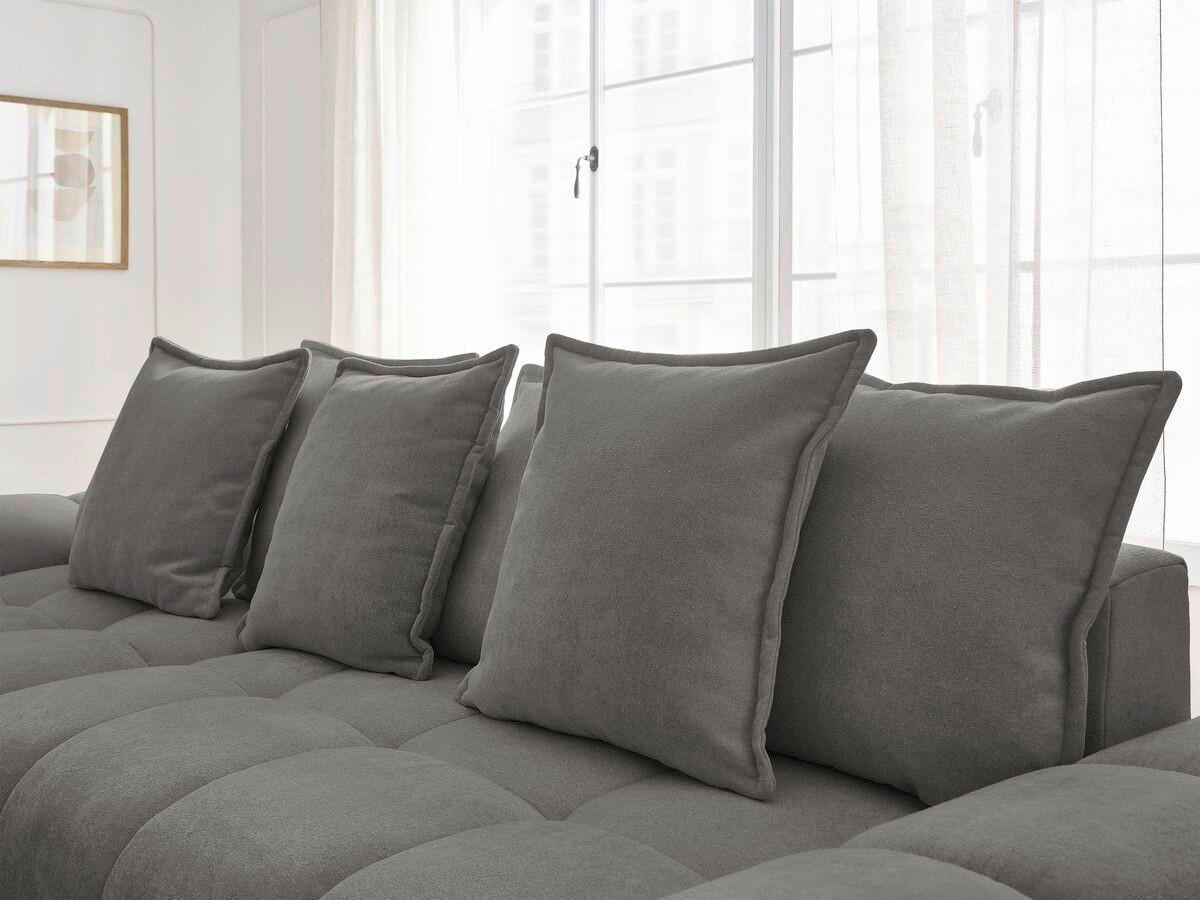 ECKSCHLAFSOFA EVEREST  mit Rücken echt, Armteil links, Armteil rechts Struktur Dunkelgrau  - Dunkelgrau/Schwarz, MODERN, Kunststoff/Textil (180/318cm) - Livetastic