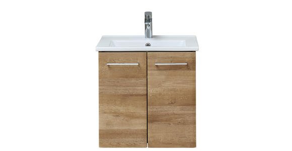 WASCHTISCHKOMBI 55 cm  - Chromfarben/Eichefarben, KONVENTIONELL, Keramik/Holzwerkstoff (55cm) - Xora