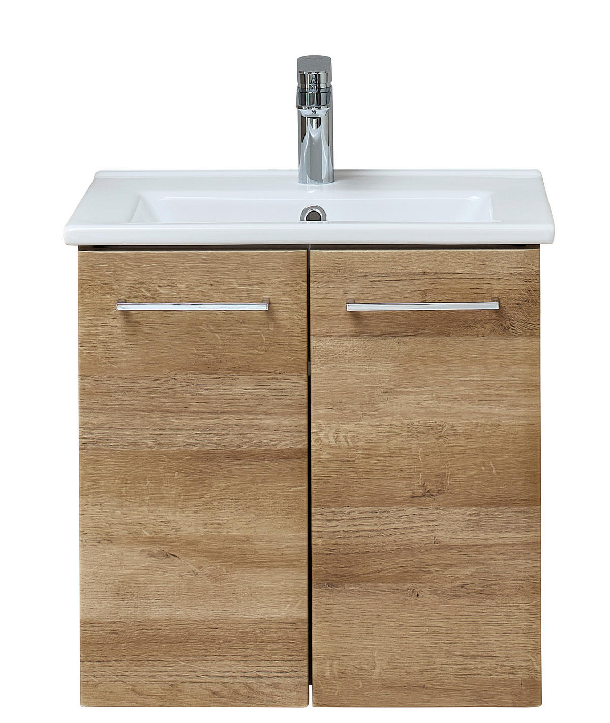 WASCHTISCHKOMBI 55 cm  - Chromfarben/Eichefarben, KONVENTIONELL, Keramik/Holzwerkstoff (55cm) - Xora