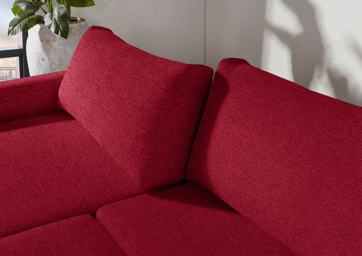 2,5-SITZER in Flachgewebe Rot  - Rot/Schwarz, Design, Kunststoff/Textil (240/70/125cm) - Xora