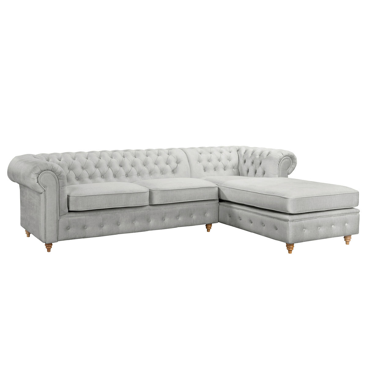 ECKSOFA Mikrofaser Hellgrau  - Creme/Hellgrau, Design, Holz/Textil (284/182cm) - P & B