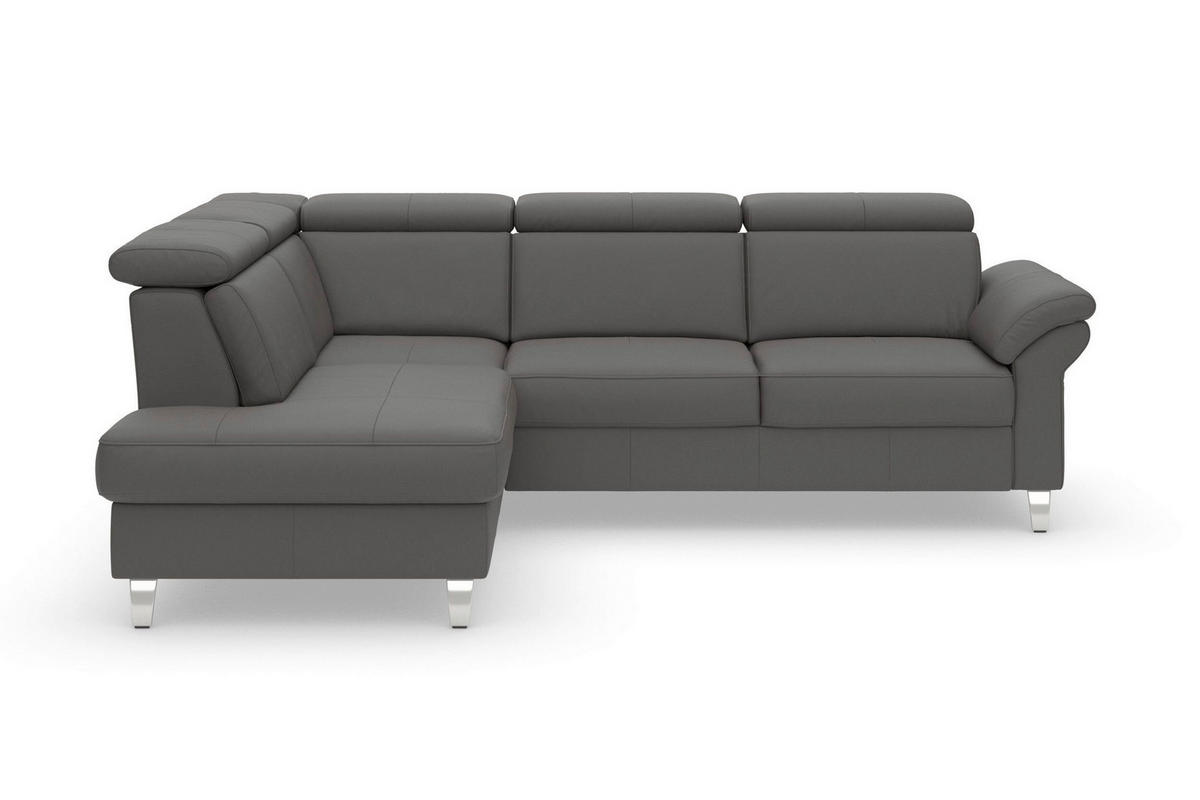 ECKSOFA 194/245 cm ARNGAST E in Echtleder Mokka Kopfteilverstellung  194/245 cm  - Chromfarben/Mokka, Basics, Leder/Textil (194/245cm) - Sit & More