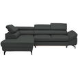 ECKSOFA in Echtleder Grau  - Schwarz/Grau, Design, Leder/Metall (220/270cm) - Novel