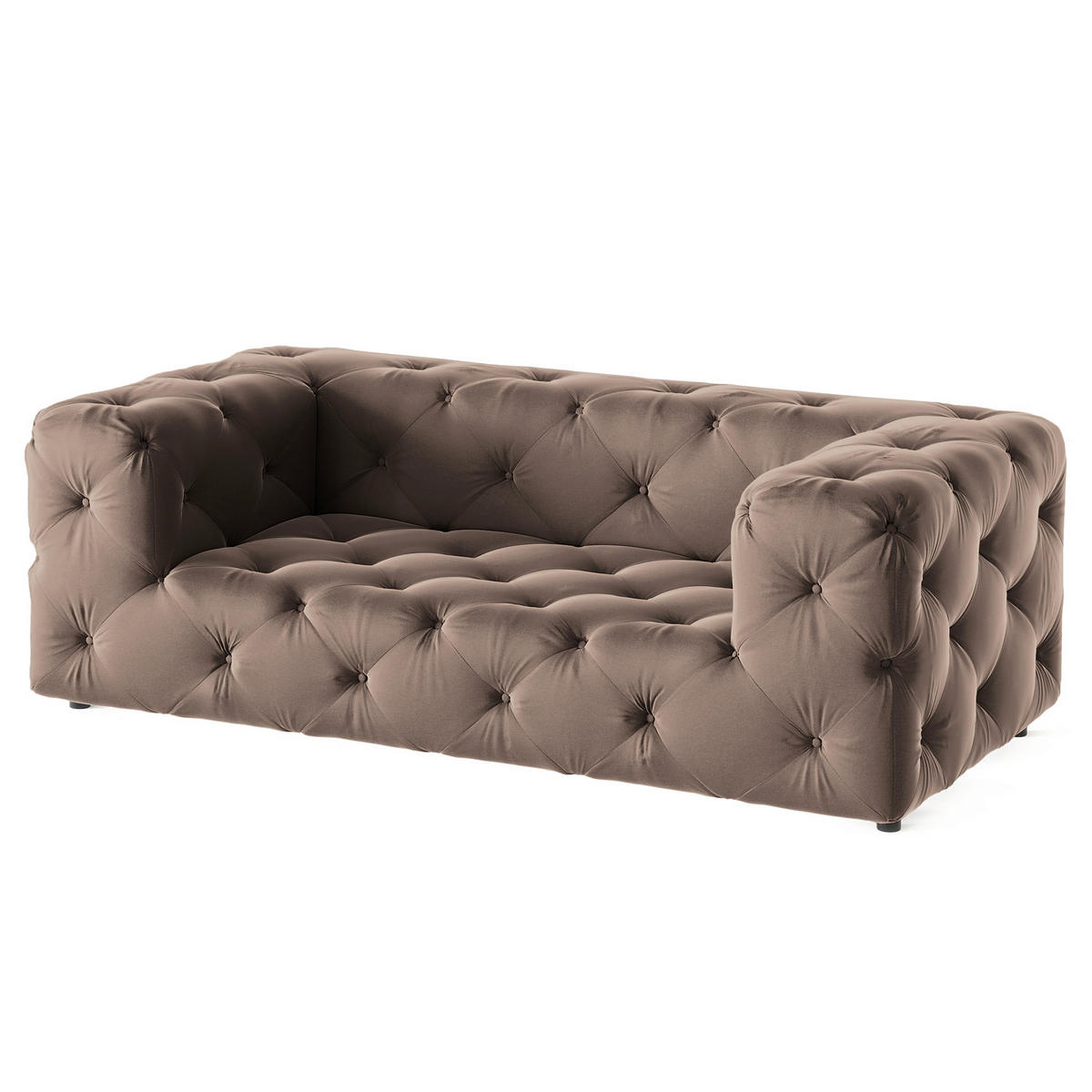 2-SITZER-SOFA Fresco Samt Braun  - Schwarz/Braun, Design, Kunststoff/Textil (193/71/100cm) - P & B