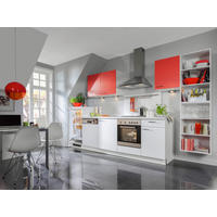 KÜCHENBLOCK 355 cm   in Rot, Weiß  - Rot/Weiß, Design, Holzwerkstoff (355cm) - Welnova