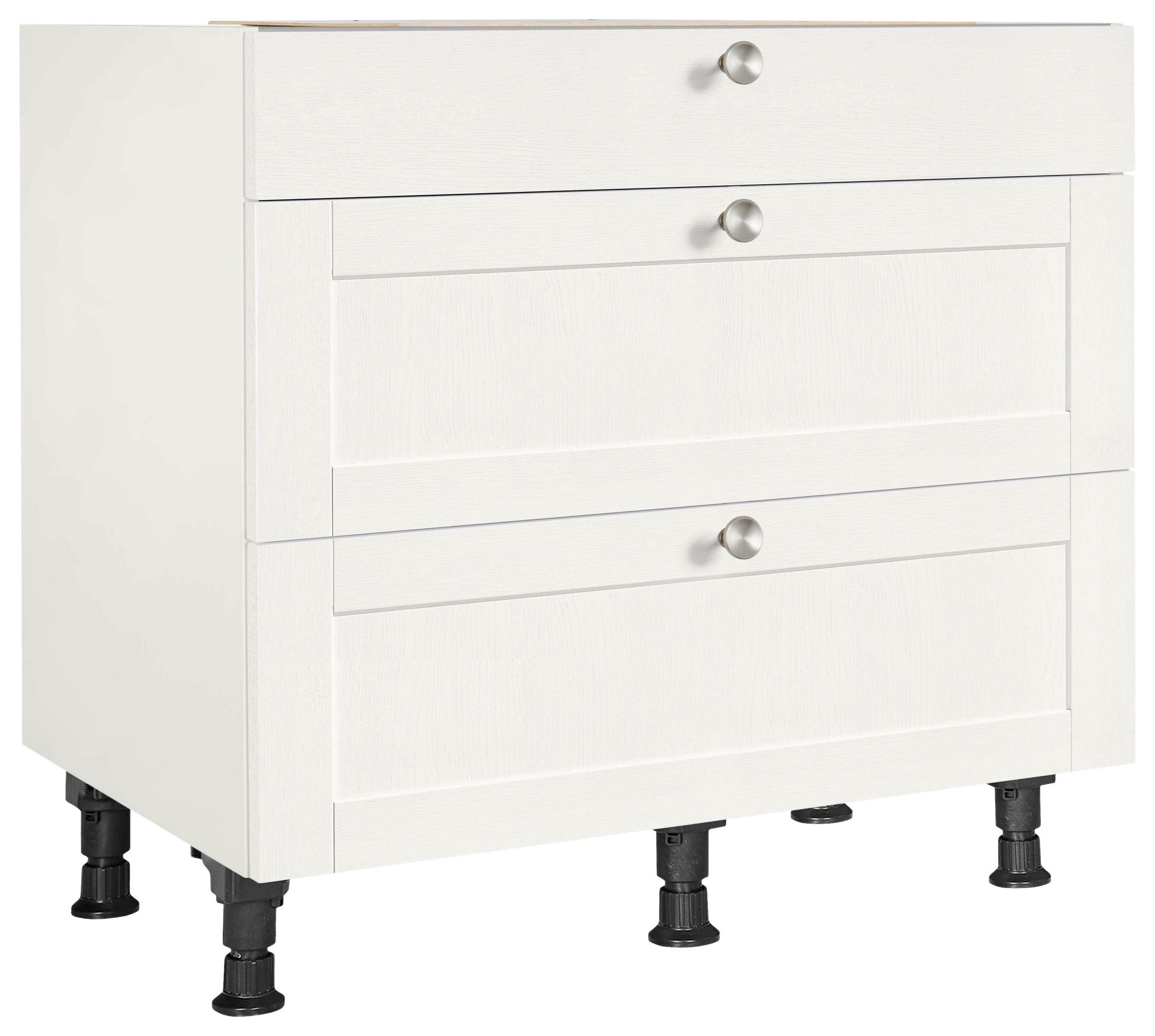 SCHUBKASTENUNTERSCHRANK 90/87/56 cm  in Weiß  - Edelstahlfarben/Weiß, MODERN, Holzwerkstoff/Metall (90/87/56cm) - Nobilia