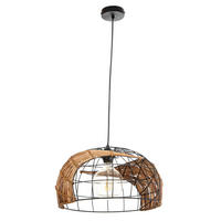 HÄNGELEUCHTE JAVA 40/150 cm  - Schwarz/Naturfarben, Natur, Naturmaterialien/Metall (40/150cm) - Globo