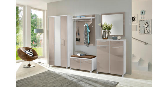 GARDEROBENBANK 84/45/40 cm - Taupe/Chromfarben, Design, Glas/Holzwerkstoff (84/45/40cm) - Novel
