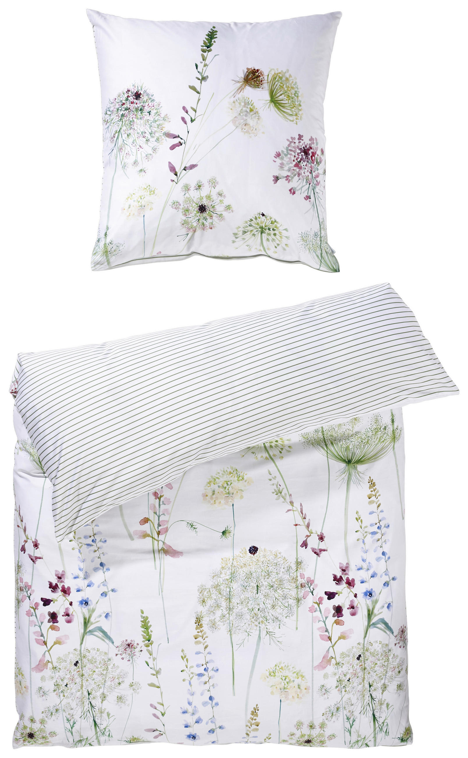 WENDEBETTWÄSCHE Meadow Makosatin 135/200 cm  - Multicolor, LIFESTYLE, Textil (135/200cm) - Estella