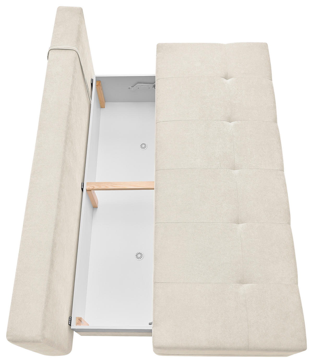 SCHLAFSOFA LUMOS Samt Creme  inkl. Rückenkissen, Armlehnenkissen, Schlaffunktion, Rücken echt, Stauraum  - Creme/Naturfarben, Design, Textil (206/96/96cm) - P & B