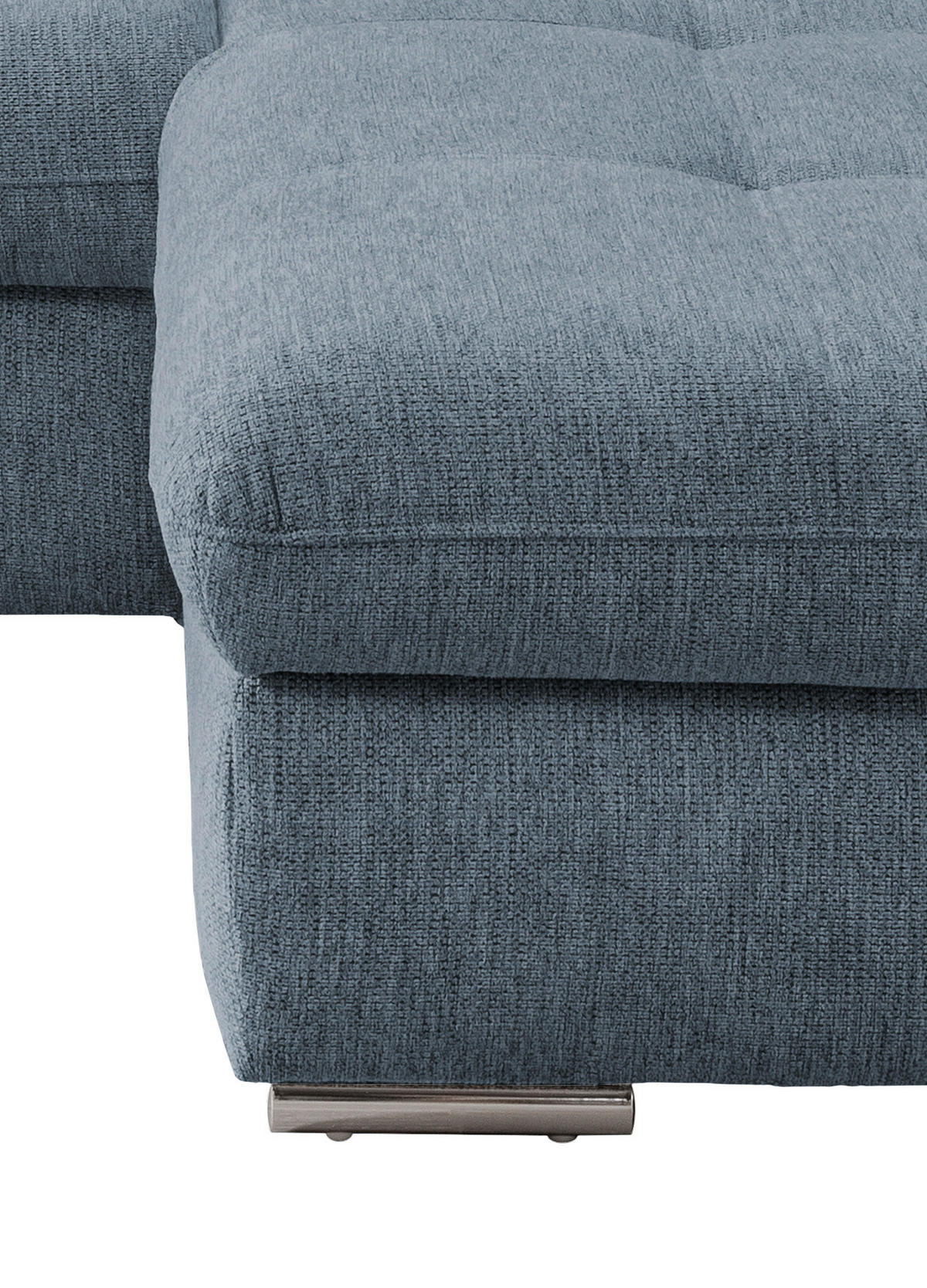 ECKSOFA in Chenille Hellblau  - Chromfarben/Hellblau, Design, Textil/Metall (300/196cm) - Livetastic