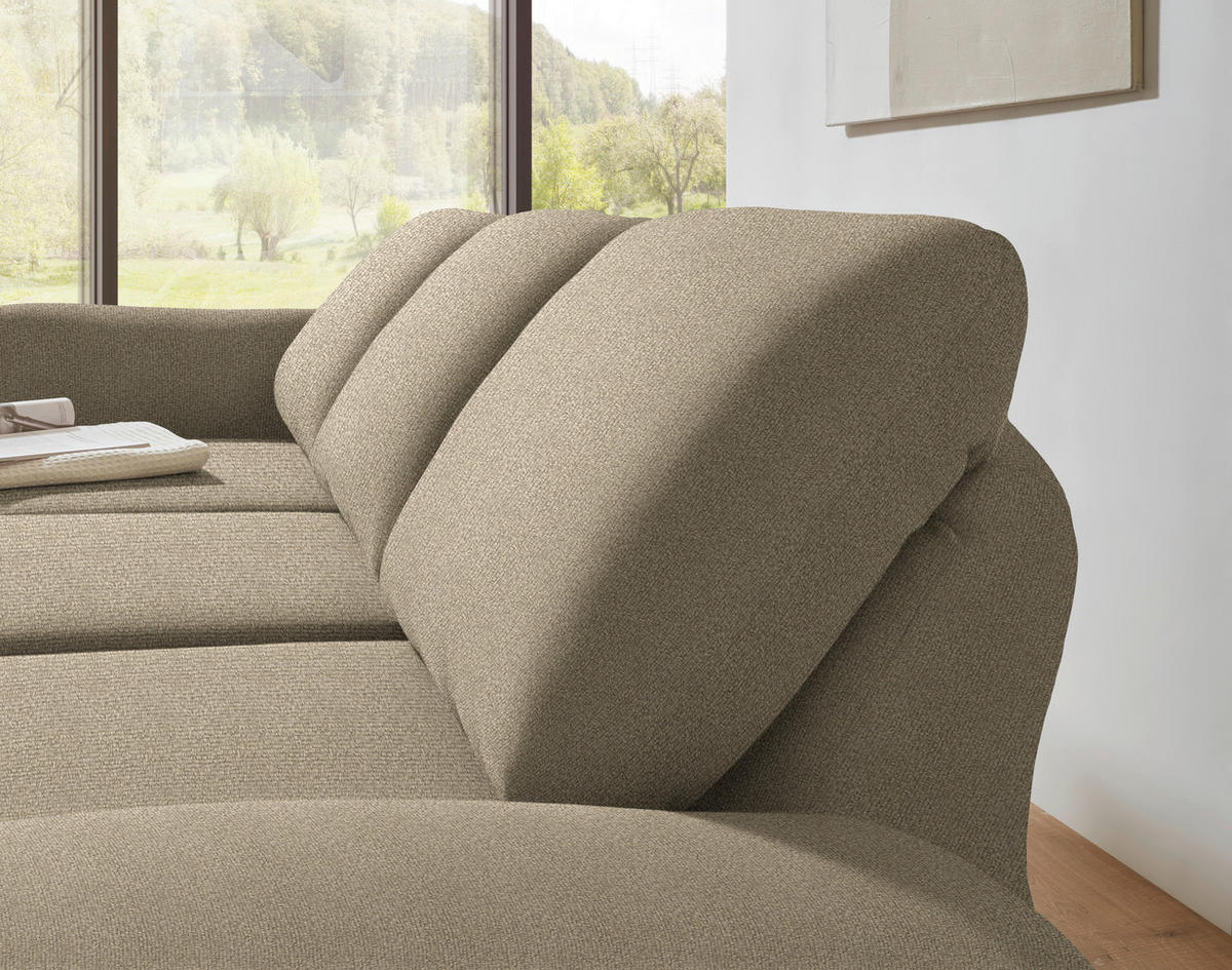 ECKSOFA  in Flachgewebe Hellbraun  175-224/255-365 cm  - Hellbraun/Schwarz, Design, Textil/Metall (175-224/255-365cm) - Dieter Knoll