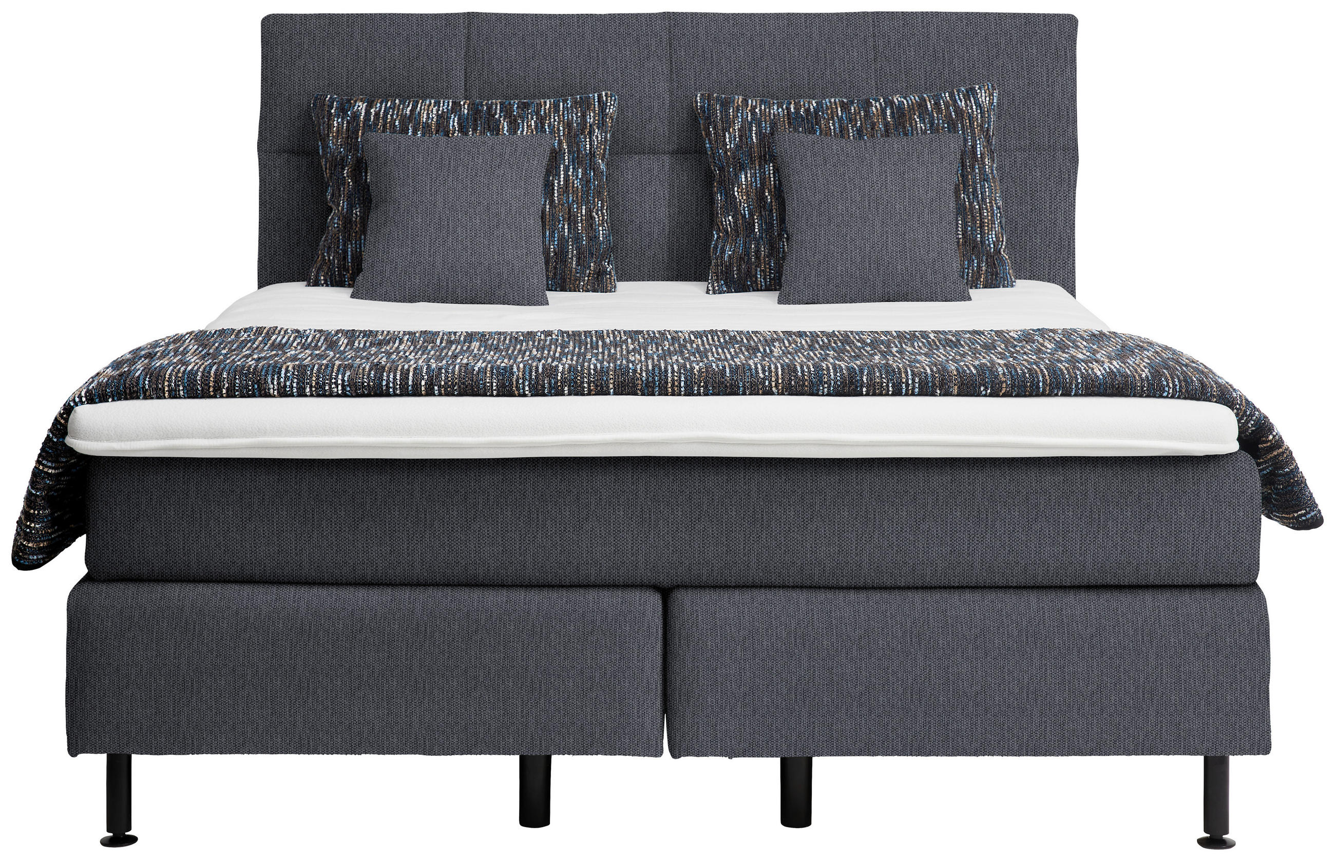 BOXSPRINGBETT 180/200 cm  in Anthrazit  - Anthrazit/Schwarz, Design, Kunststoff/Textil (180/200cm) - Beldomo - Sleep