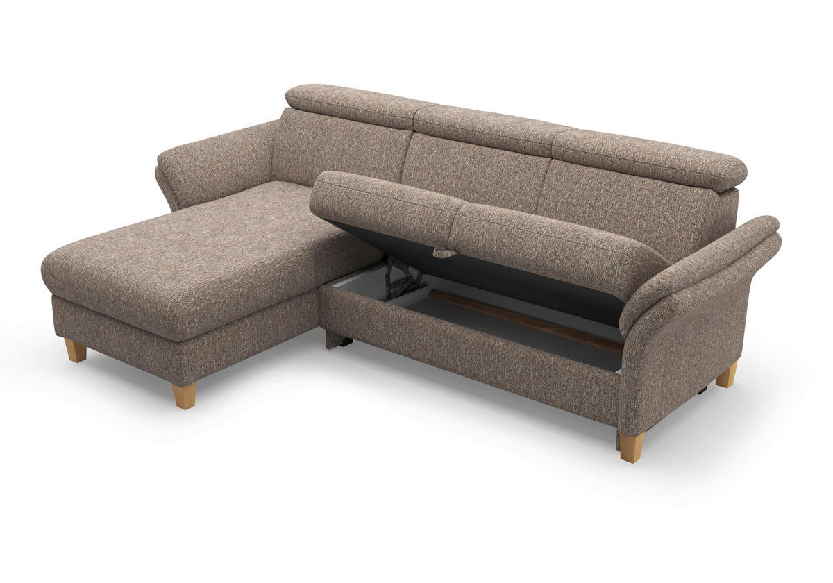 ECKSOFA GLENDALE E Cappuccino Chenille  - Eichefarben/Cappuccino, KONVENTIONELL, Holz/Textil (166/253cm) - Sit & More