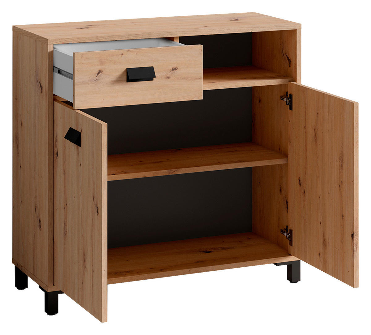 BADEZIMMER 4-teilig  in 194,5 cm  - Schwarz/Eiche Artisan, MODERN, Holzwerkstoff/Kunststoff (194,5cm) - MID.YOU