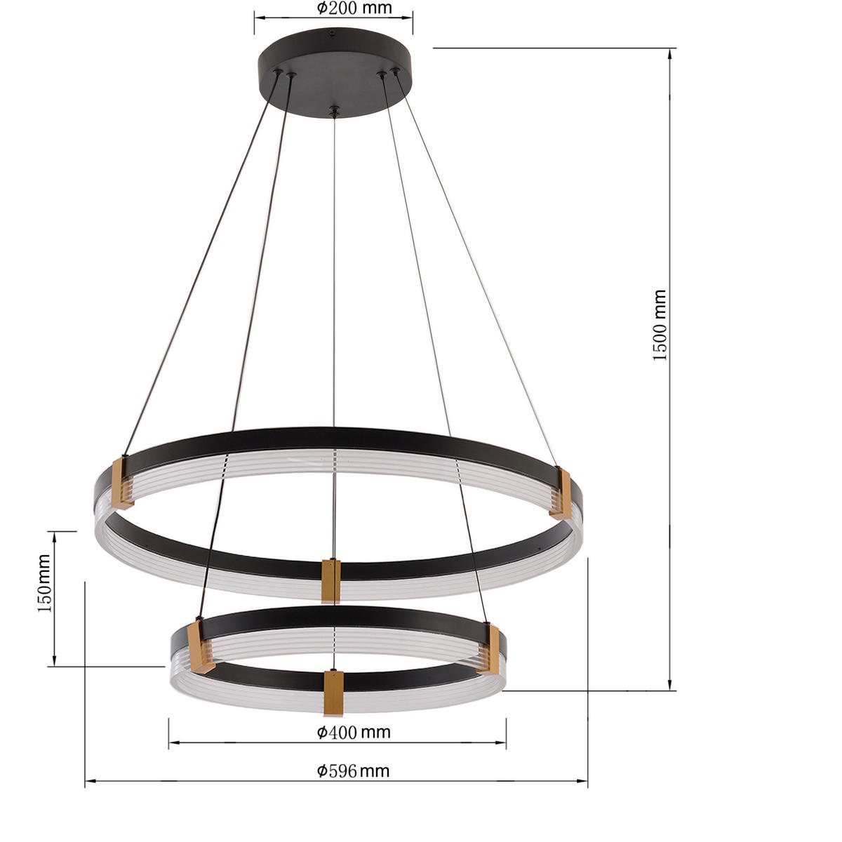 LED-HÄNGELEUCHTE Plum  150/60/60 cm  - Schwarz, Design, Metall (150/60/60cm)