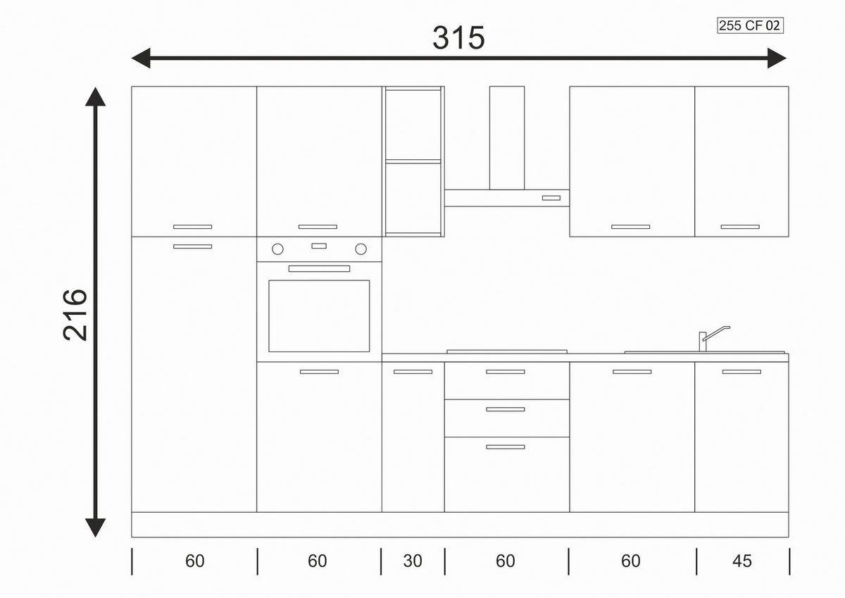 KÜCHENBLOCK 315 cm   in Weiß, Eichefarben  - Eichefarben/Magnolie, LIFESTYLE, Holzwerkstoff/Kunststoff (315cm) - MID.YOU